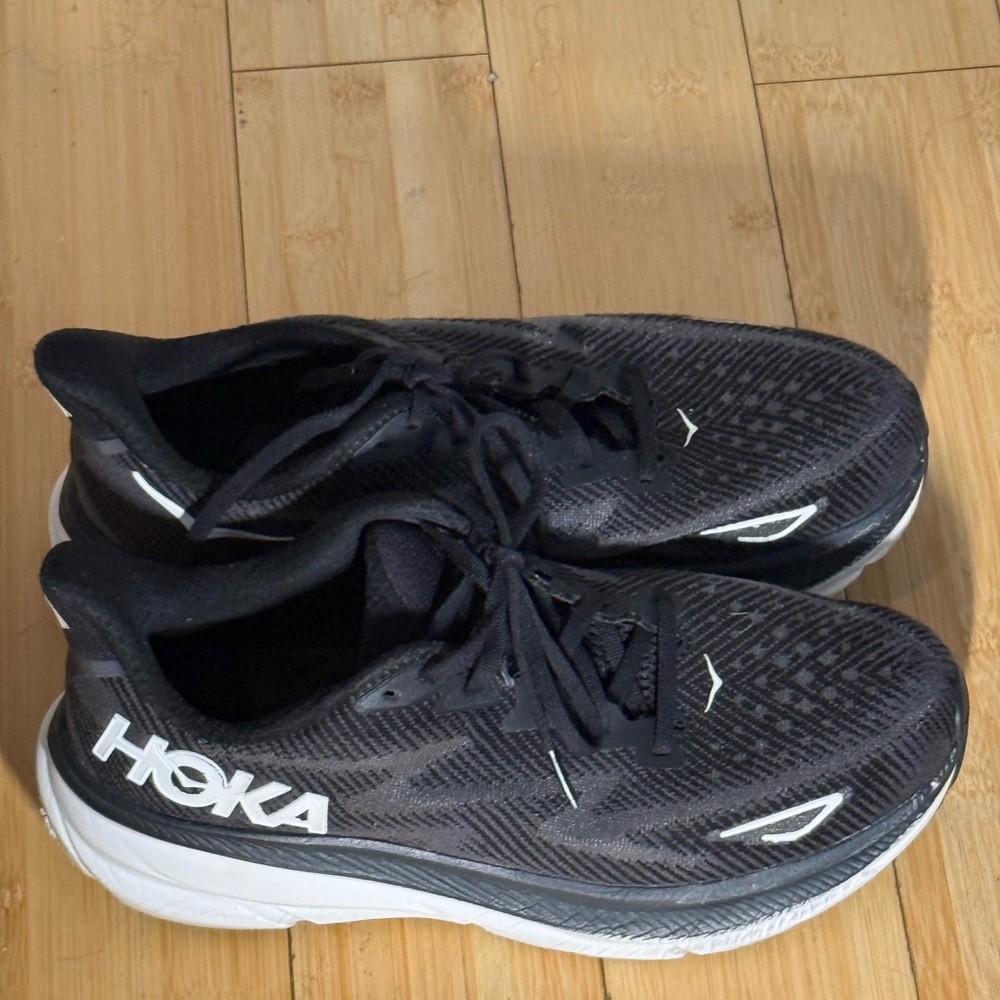 Hoka One One Black and White Athletic Shoes